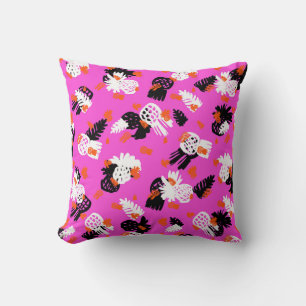 Cojín Decorativo Pequeño patrón de color marrón con motivos tropica