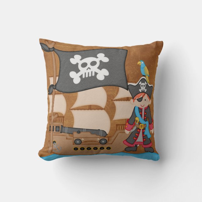 Cojín Decorativo Pequeño Pirata (pelo rojo) MOJO Pillow (Anverso)