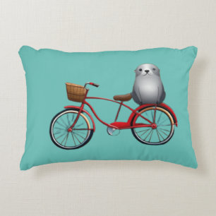 Cojín Decorativo Pequeño sello personalizado en una bicicleta