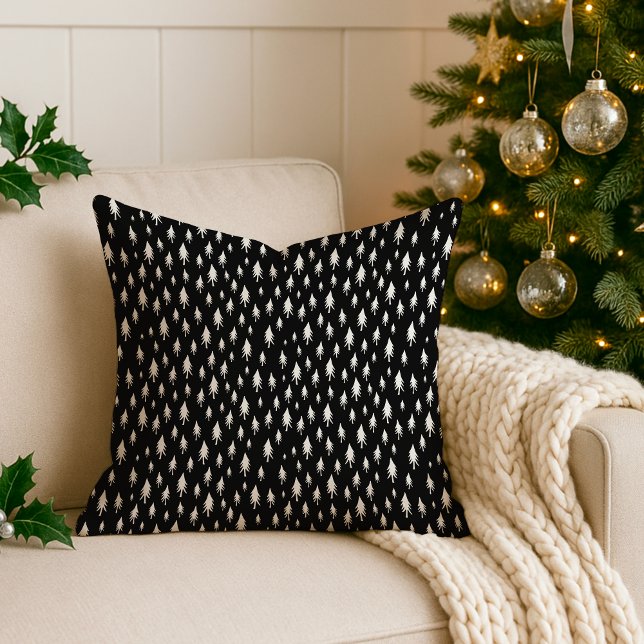 Cojín Decorativo Pequeños árboles | Festividades modernas en blanco (Subido por el creador)