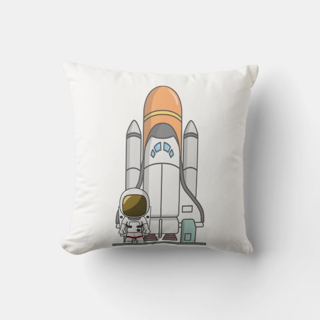 Cojín Decorativo Pequeños astronauta y nave espacial (Anverso)