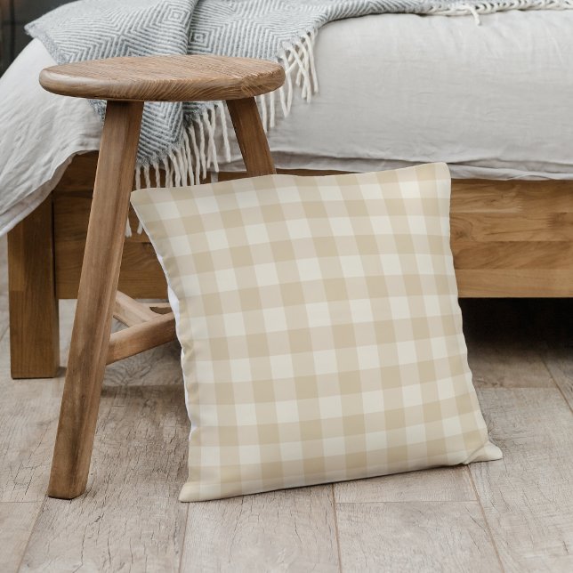 Cojín Decorativo Pequeños Birdies beige Gingham - patrón. (Subido por el creador)