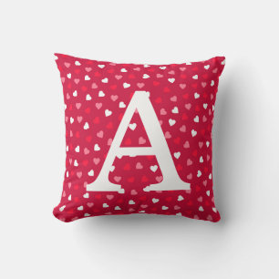 Cojín Decorativo Pequeños corazones de San Valentín en rosa rojo bl