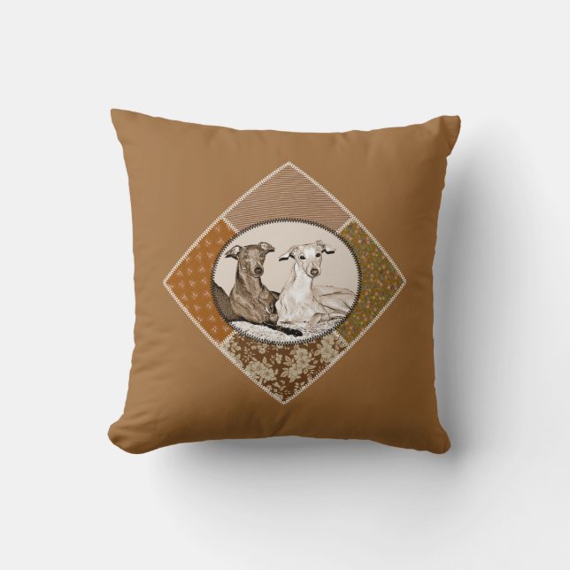 Cojín Decorativo Pequeños galgos Italianos (Anverso)