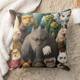 Cojín Decorativo Pequeños monstruos divertidos contemporáneos