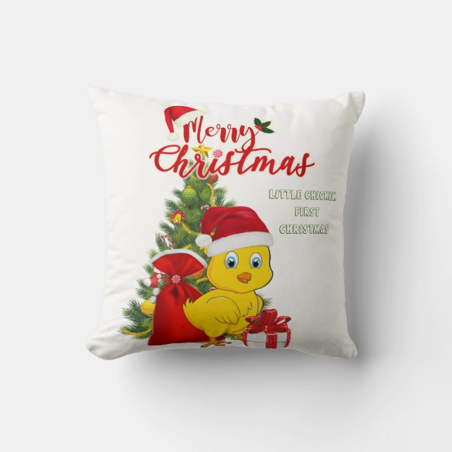 Cojín Decorativo Pequeños Navidades de pollo (Anverso)