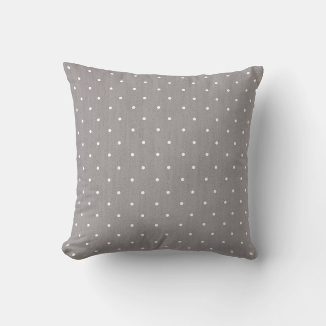 Cojín Decorativo Pequeños puntos de polka gris y blanco Moda modern (Anverso)