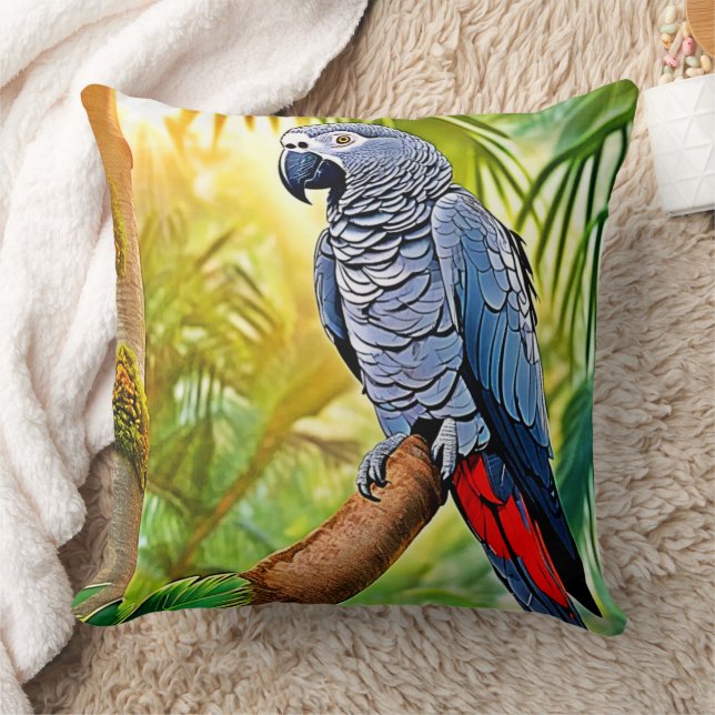 Cojín Decorativo Percha de loro gris (Manta)