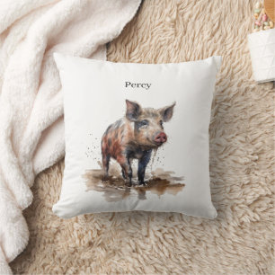 Cojín Decorativo Percy, el lechón juguetón, personalizado
