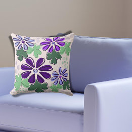 Cojín Decorativo Perdedora de colores vivos verde y púrpura