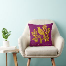 Cojín Decorativo Perdiz en un árbol de pera Borgoña dorado Navidad