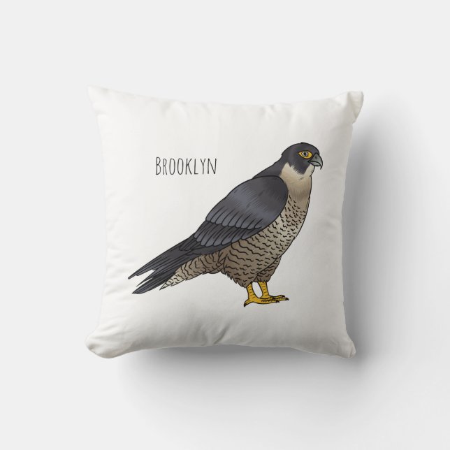 Cojín Decorativo Peregrine falcon bird cartoon illustration (Anverso)