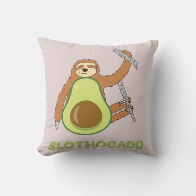 Cojín Decorativo Perezoso Divertido Aguacate Slothocado (Anverso)