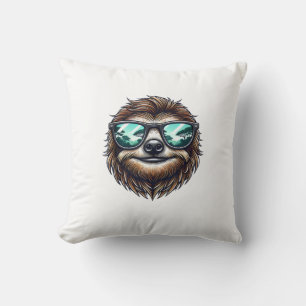 Cojín Decorativo Perezoso Divertido Gráfico con Gafas de Sol, Hombr