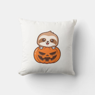 Cojín Decorativo Perezoso Lindo con Calabaza Ilustración de Dibujos