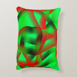 Cojín Decorativo Perezoso verde y las ondas rojas claras, con sombr