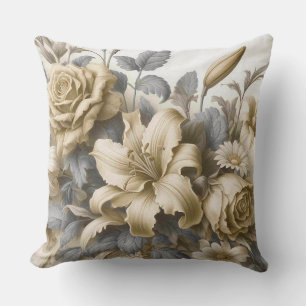 Cojín Decorativo Perfección floral amarilla con tinte antiguo