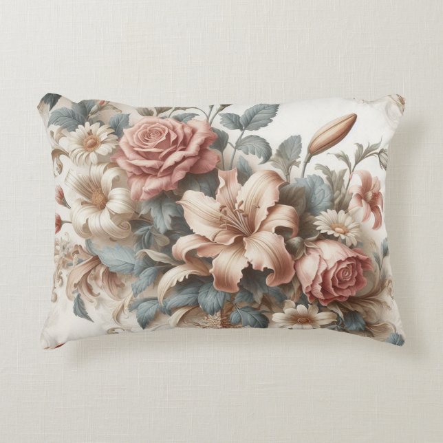 Cojín Decorativo Perfección floral anticuada ligera (Anverso)