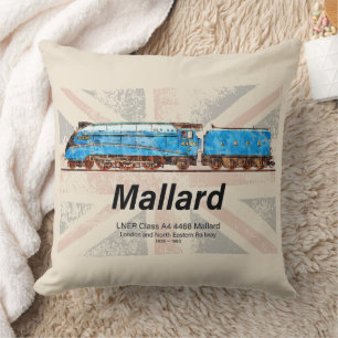 Cojín Decorativo Perfil de locomotora de mallard LNER clase A4 con 