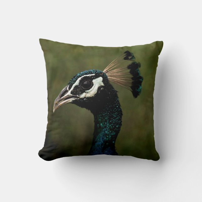 Cojín Decorativo Perfil del pavo real (Anverso)