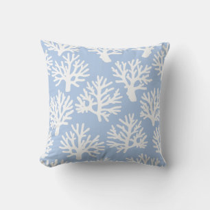 Cojín Decorativo Perforación de coral blanco suave azul