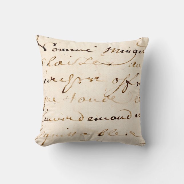 Cojín Decorativo Pergamino francés de la escritura de la letra del (Anverso)