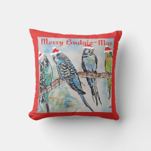 Cojín Decorativo Perico Budgie Budgerigar Hombres Navidad Divertida