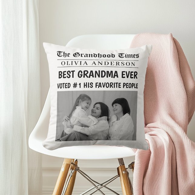 Cojín Decorativo Periódico personalizado | Mejor regalo de abuela (Subido por el creador)
