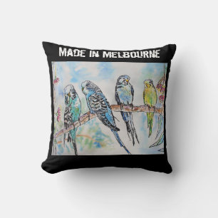 Cojín Decorativo Periquito australiano pájaro hecho en Melbourne pá