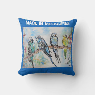 Cojín Decorativo Periquito Budgerígar Pájaro Hecho En Melbourne