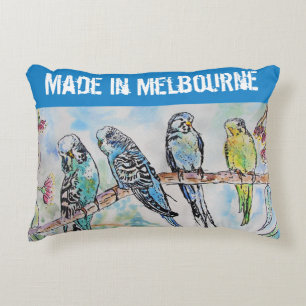 Cojín Decorativo Periquito Periquito Pájaro Hecho En Melbourne Pája