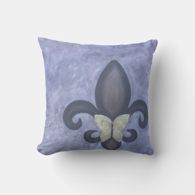Cojín Decorativo Periwinkle Butterfleur | Fleur de Lis Butterfly (Anverso)