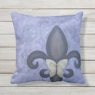 Cojín Decorativo Periwinkle Butterfleur Fleur de Lis Butterfly