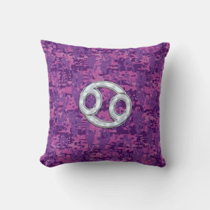 Cojín Decorativo Perla como cáncer Rótulo Zodiaco en camo digital