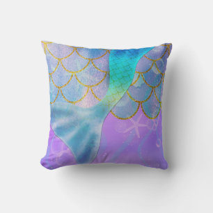 Cojín Decorativo Perla Irisada Brillo Destello Cola de Sirena