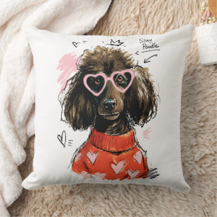 Cojín Decorativo Permanecer perro caniche con gafas de sol de coraz