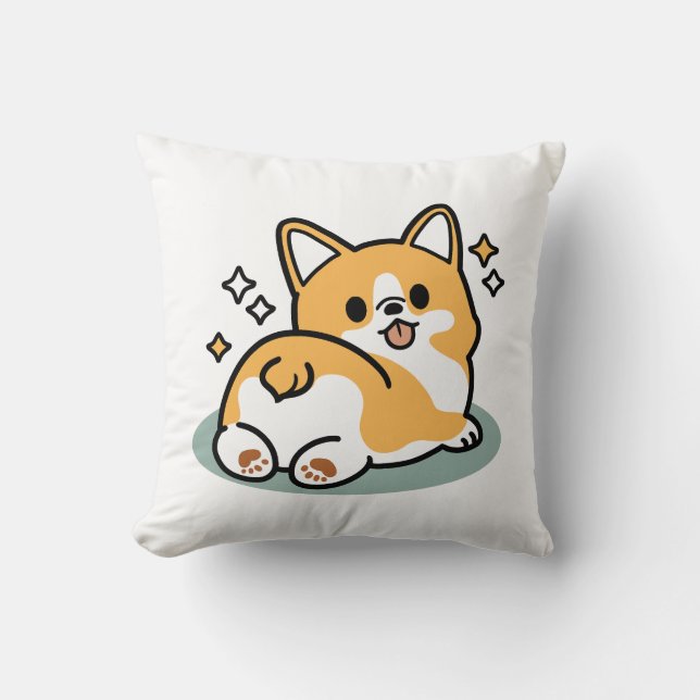 Cojín Decorativo Pero primero, Nap - Personalizado de Corgi Butt (Anverso)