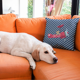 Cojín Decorativo Perrito Adorable Volando Avión, Nombre Personaliza