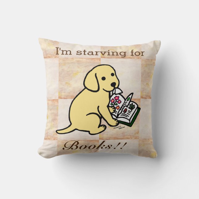 Cojín Decorativo Perrito amarillo curioso de Labrador (Anverso)