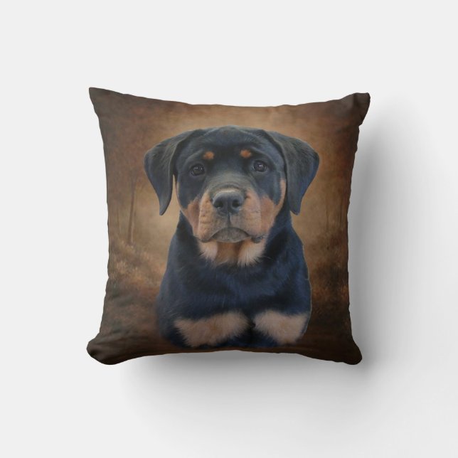 Cojín Decorativo Perrito de Rottweiler (Anverso)
