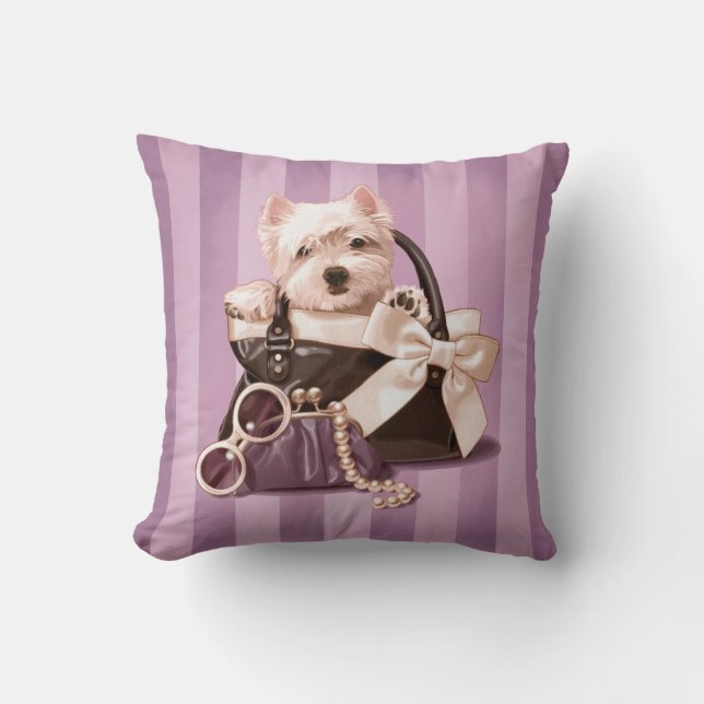 Cojín Decorativo Perrito de Westie en bolso (Anverso)