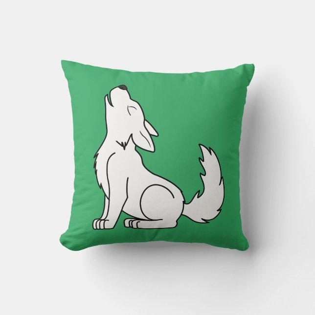 Cojín Decorativo Perrito de White Wolf que grita (Anverso)
