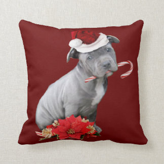 Cojín Decorativo Perrito del pitbull del navidad