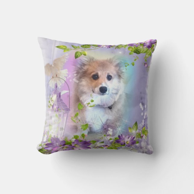 Cojín Decorativo Perrito demasiado lindo del Corgi (Anverso)
