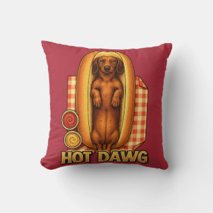 Cojín Decorativo Perrito Divertido Salchicha Parodia Perrito Calien