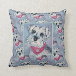 COJÍN DECORATIVO PERRITO DULCE DEL SCHNAUZER DEL GRIS DE PLATA
