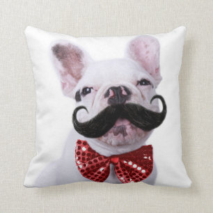 Cojín Decorativo Perrito francés del bulldog con el bigote
