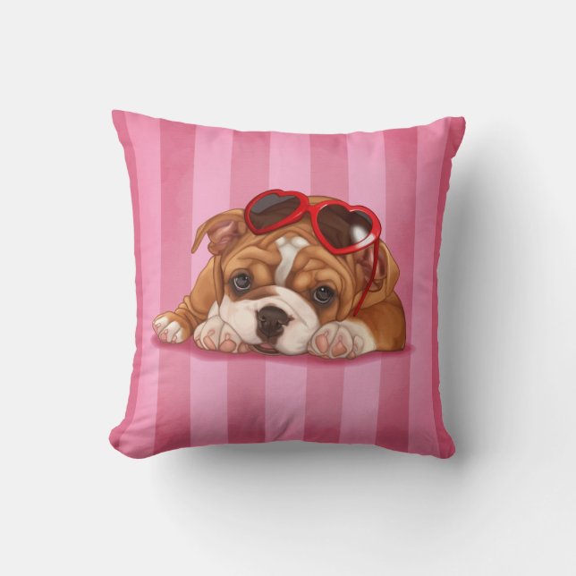 Cojín Decorativo Perrito inglés lindo del bulldog (Anverso)