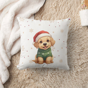 Cojín Decorativo Perrito Navideño Adorable - Navidad Puppy Festivo