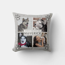 Cojín Decorativo Perro 5 Collage de fotos Paw Imprimir corazón Grau